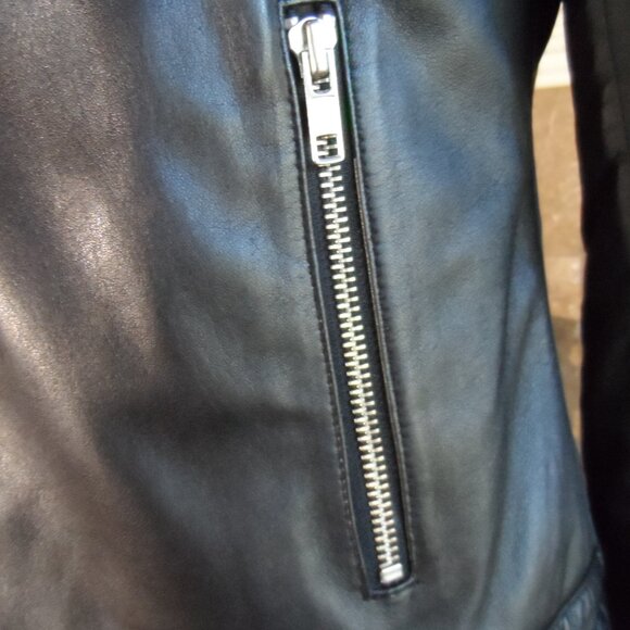 DKNY Black Lamb Leather Moto Jacket Size P - Picture 7 of 16